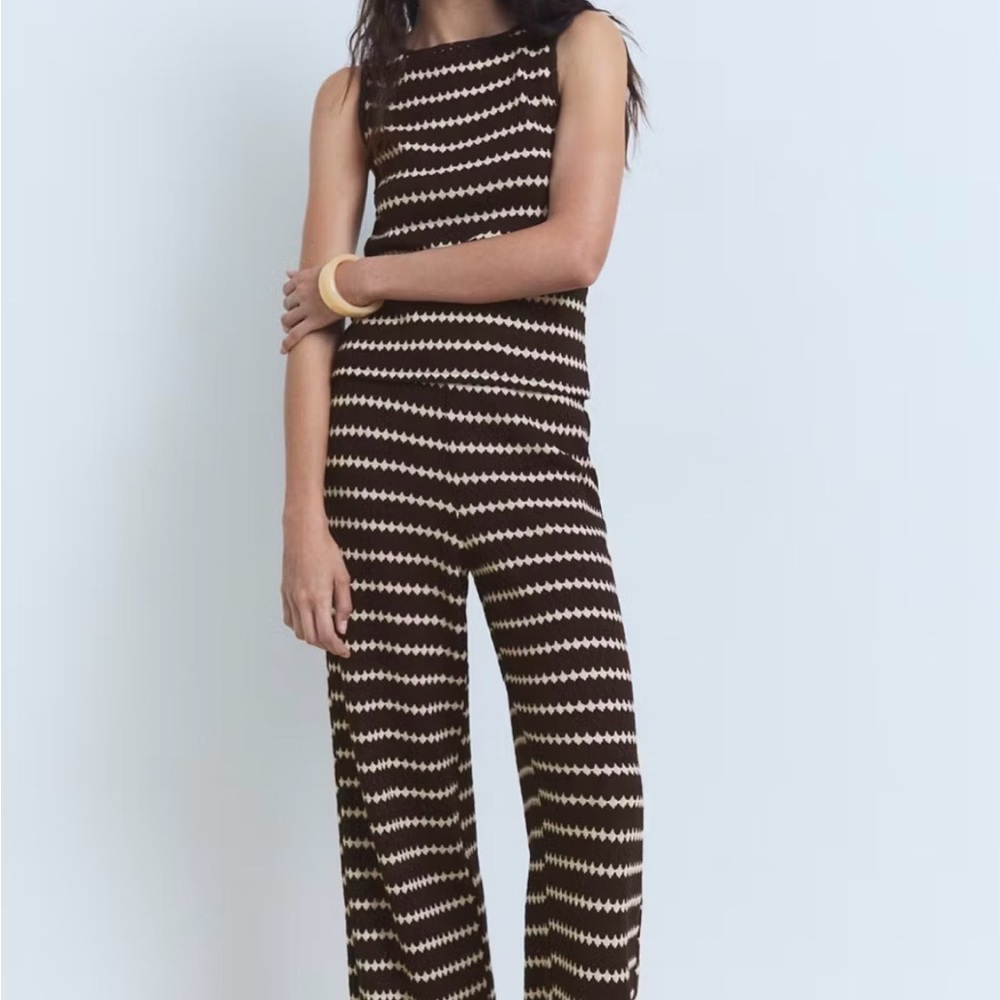 MANGO knitted tank and pants with geometric print - SET: top M, bottoms XS